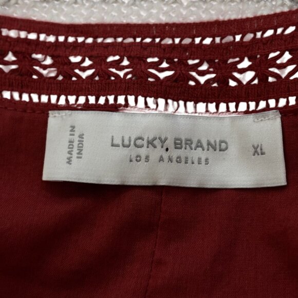 Lucky Brand Red Sleeveless Square Neck Embroidered Cami Dress size XLarge - Picture 4 of 15